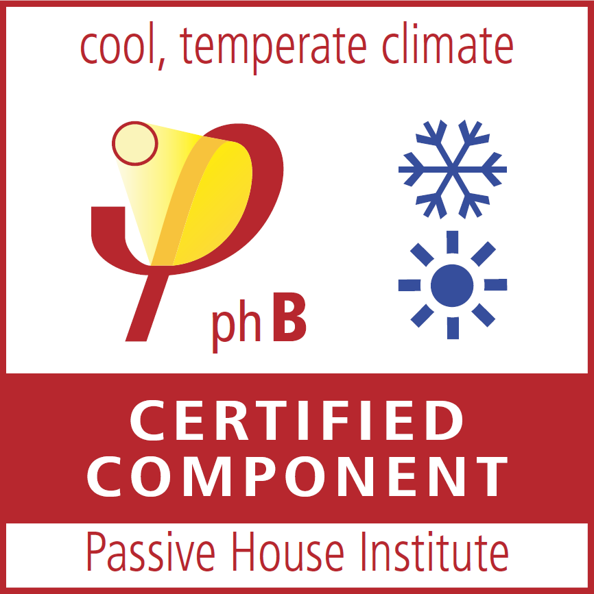 Passive House Institute Certified Component badge — cool, temperate climate (phB).